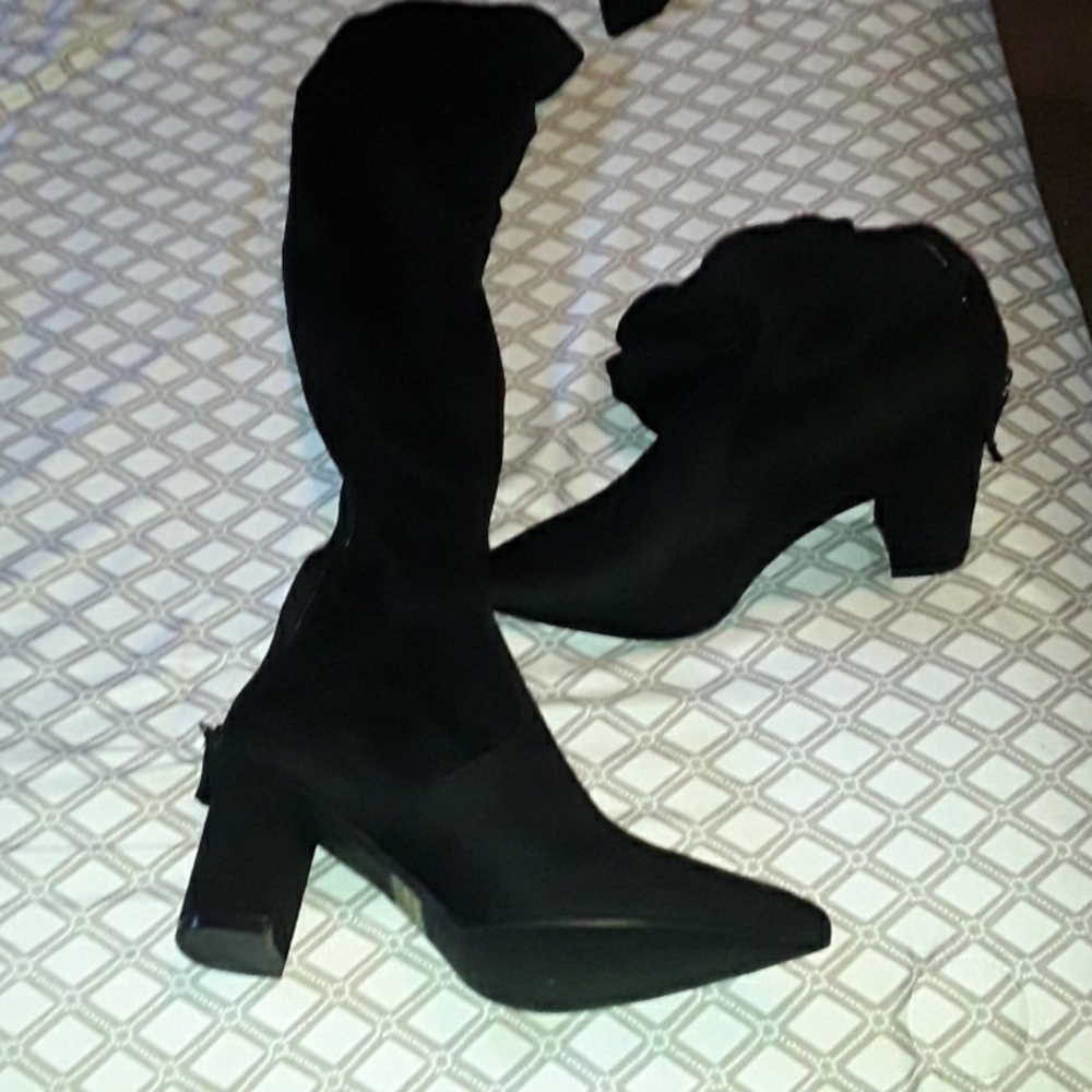 Knee high block heel boots